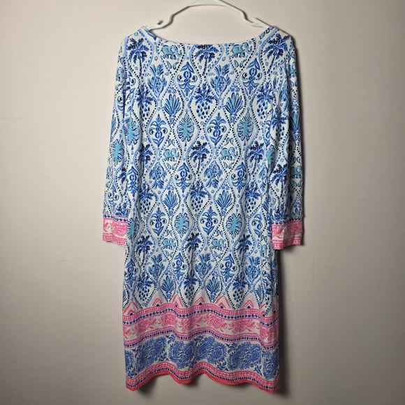 Lilly Pulitzer Sophie UPF 50+ Shift Dress Isle of Tile Blue Pink Size L - Picture 2 of 8